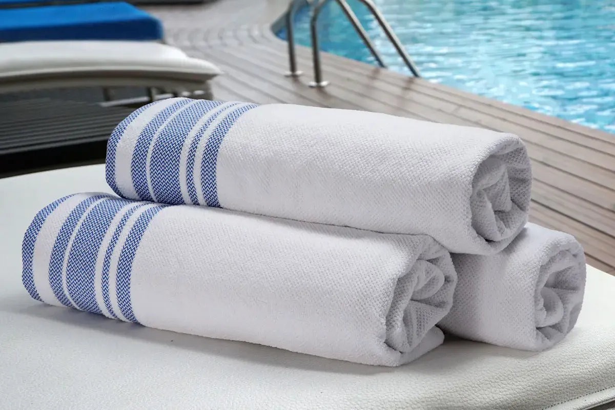 Blue Trim Pool Towel