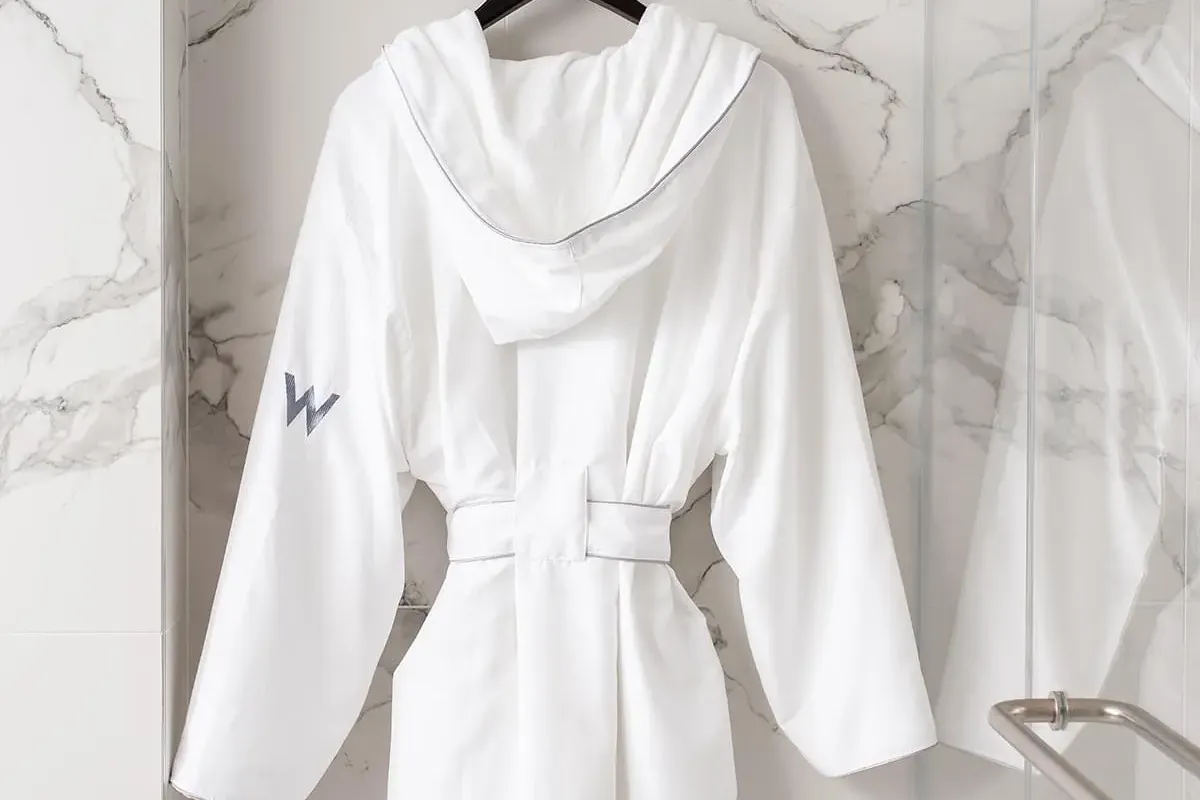 Grey Trim Hooded Robe