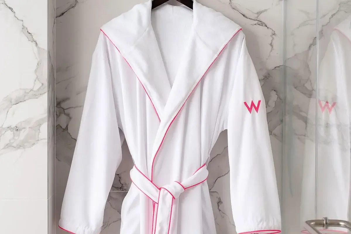 Pink Trim Hooded Robe